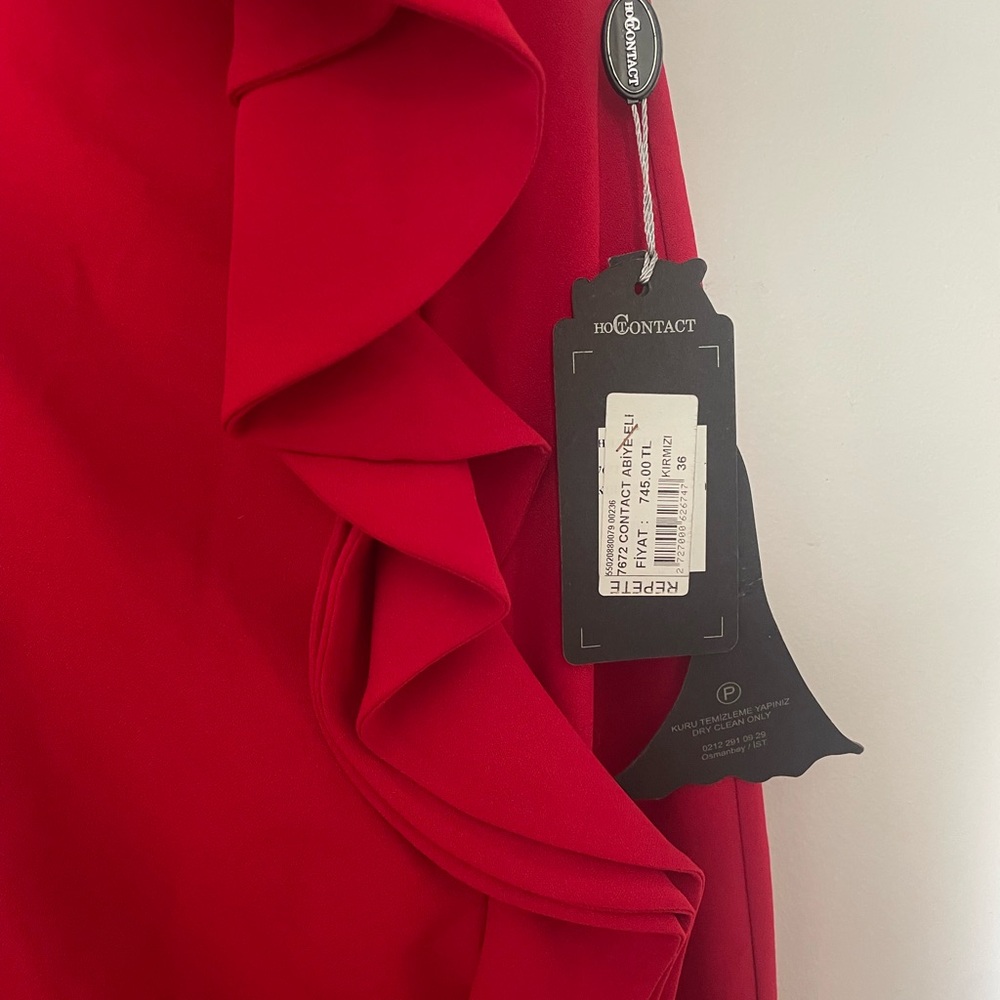 Red Ruffle-Trim Maxi Dress - Picture 2 of 6